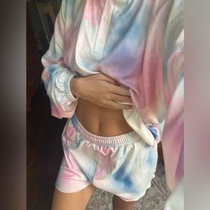 Small Tie-Dye PJ Set Pink, Blue and White